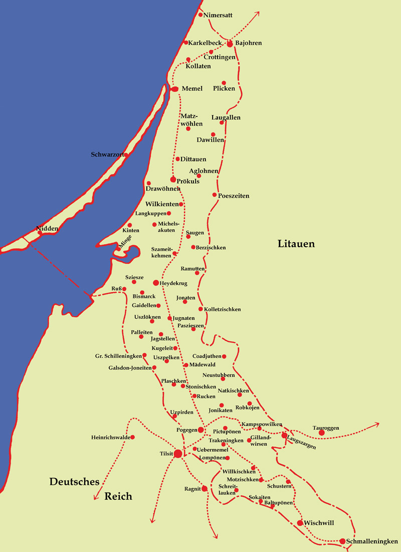 Karte des Memelgebiets